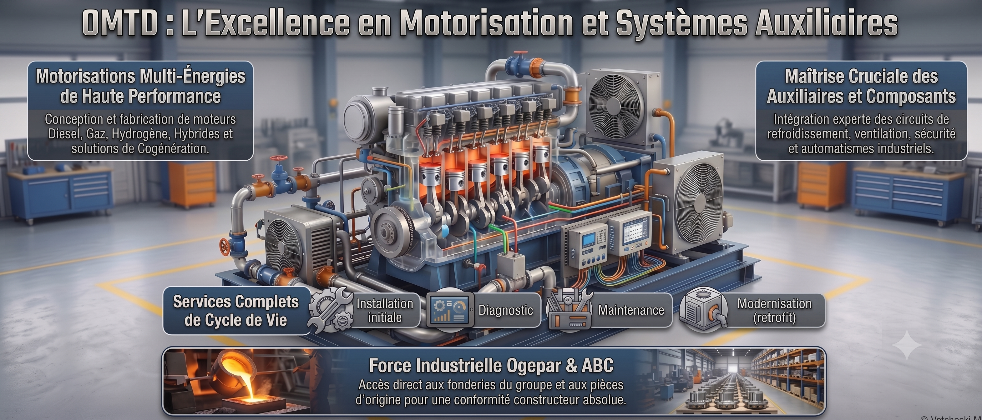 Illustration des applications auxiliaires et composants moteurs